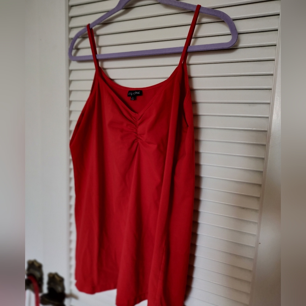 City Chic Red Ruched Front Camisole Size Large